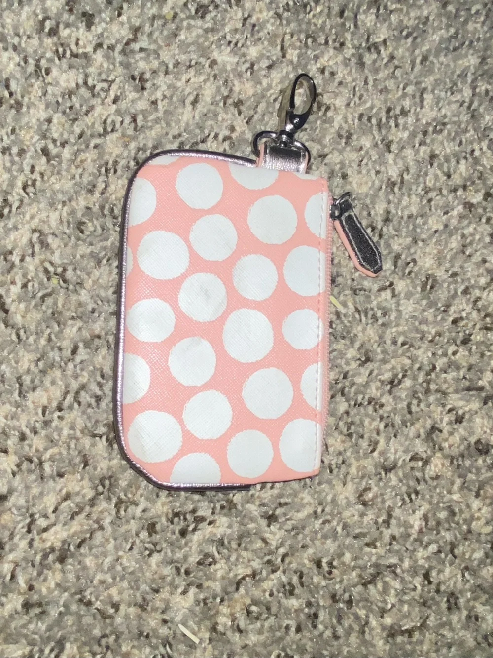 Polka dot thread wallet leather zip wallet